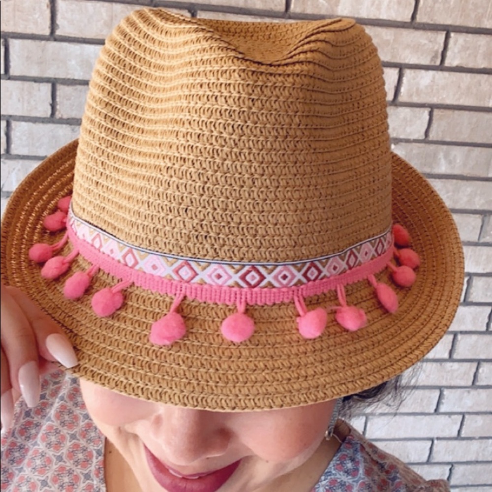 🌻Tan/Pink Fedora Hat✨